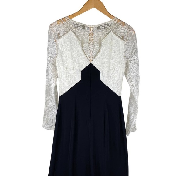NWT Tadashi Shoji Embroidered Tulle Lace Ivory Color-Block Dress BallGown Size 6 - Picture 4 of 13